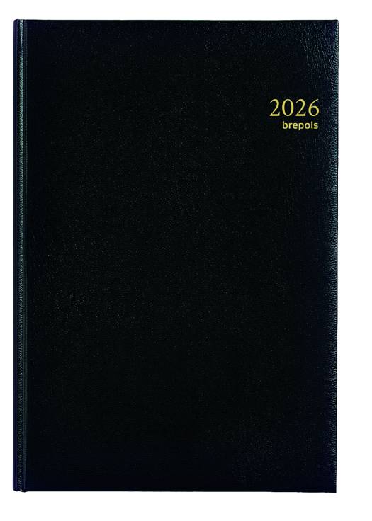 Brepols agenda 2019 Omega Lima 6-talig met weekoverzicht en kwartierindeling (08:00-21:00), gebonden met wit papier en scheurhoekjes in een stevige kunstlederen omslag op formaat 21 x 29 cm.