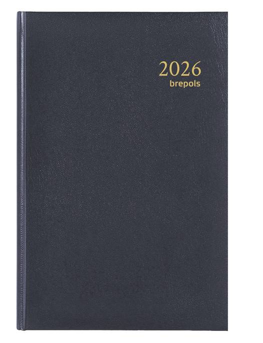 Brepols agenda Saturnus 2018 met dagoverzicht in blauwe kunstlederen omslag