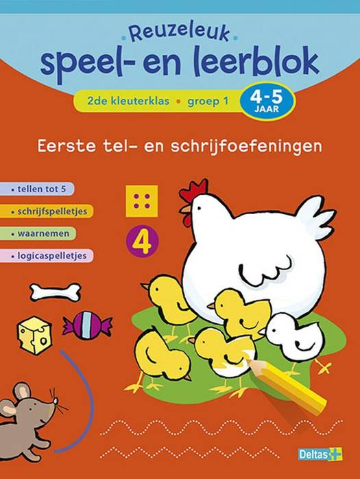 Reuzeleuk speel- en leerblok Eerste tel- en schrijfoefeningen; 2de kleuterklas; Groep 1; 4-5 jaar